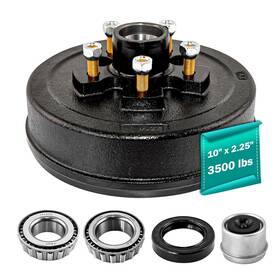 Jadode 665878222994 10 Inch X 2-1/4 Trailer Brake Drum Kit 5 On 4.5 For 3500 Lbs Heavy Duty Bolt