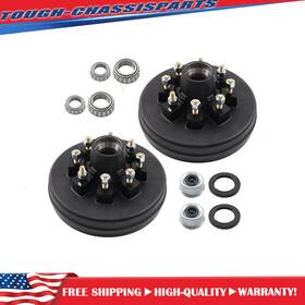 Munirater Tsp180600s 10pc 12 Inch X 2 Trailer Brake Drum Kit 8 On 6.5 Replacement For 7000 Lbs Axle Hub
