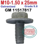 (1 Pc) M10-1.50 X 25MM Fender/body Bolts GR9.8 Galvanized Gm 11517817. Fixed Price $7.47.